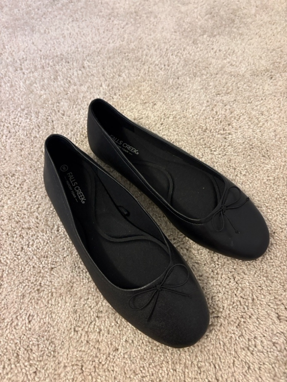 Falls creek black ballet flats, size 8 womens